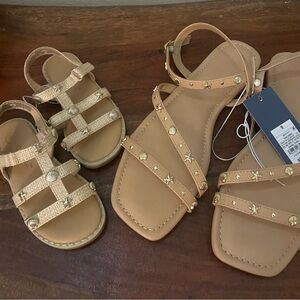 Mommy and Me Tan Sandals with Gold Seashell accents